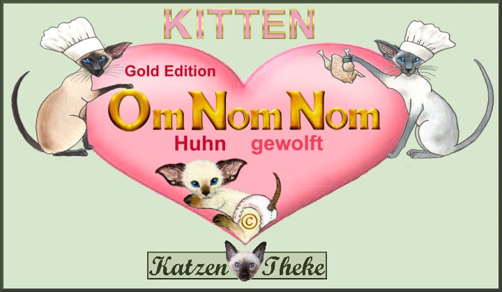 Om Nom Nom Huhn pur (KITTEN)  6x200g Dosen mit gewolften Herzen